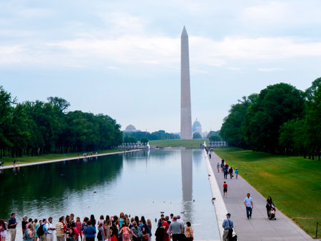 View from the steps of the Lincoln Memorial with its Enormous Statue of Abraham Lincoln  in Washington DC USAのeditorial素材