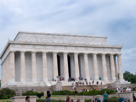 Lincoln Memorial with its Enormous Statue of Abraham Lincoln  in Washington DC USAのeditorial素材