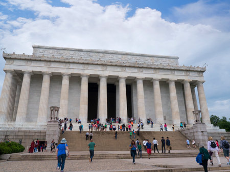 Lincoln Memorial with its Enormous Statue of Abraham Lincoln  in Washington DC USAのeditorial素材