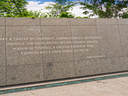 The Martin Luther King, Jr. Memorial is located in West Potomac Park in Washington, D.C  The memorial is  on a sightline linking the Lincoln Memorial to the northwest and the Jefferson Memorial to the southeast.のeditorial素材