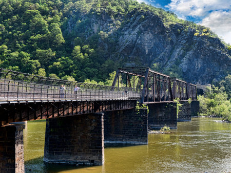 The confluence of the Shenandoah and Potomac Rivers at Harpers Ferry in Virginia USAのeditorial素材