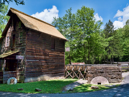 Glade Creek Grist Mill in Babcock State Park West Virginia USAのeditorial素材
