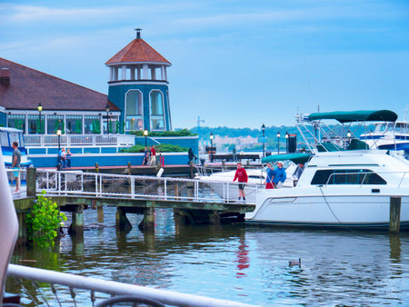 Night Falls over the Potomac River in Alexandria Virginia USAのeditorial素材
