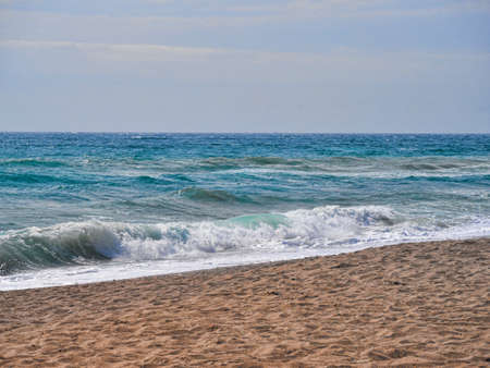 On the beach in Fuengirola on the Costa del Sol Spainの写真素材
