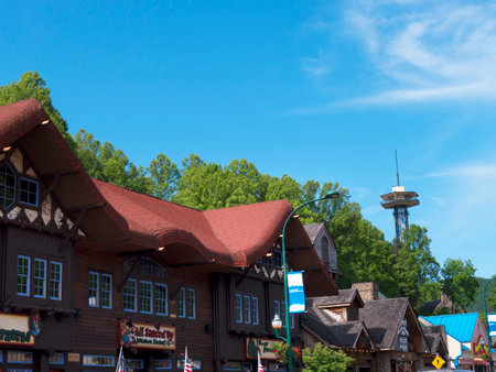 Main Street in Gatlinburg a holiday resort in Tennessee USAのeditorial素材