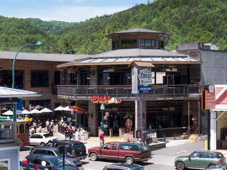 Main Street in Gatlinburg a holiday resort in Tennessee USAのeditorial素材