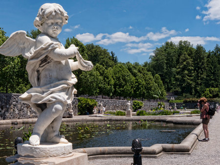 Garden at the Biltmore Estate a large private estate and tourist attraction in Asheville, North Carolina.のeditorial素材