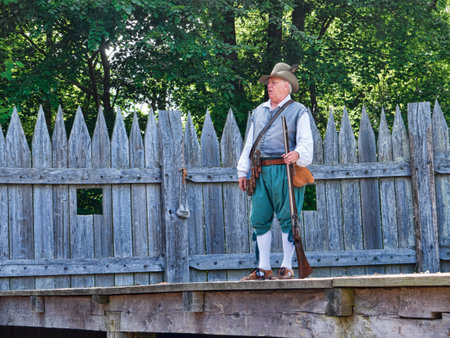 Historic Jamestown on the James River where the earliest European settlers established their first colony in Virginia USAのeditorial素材