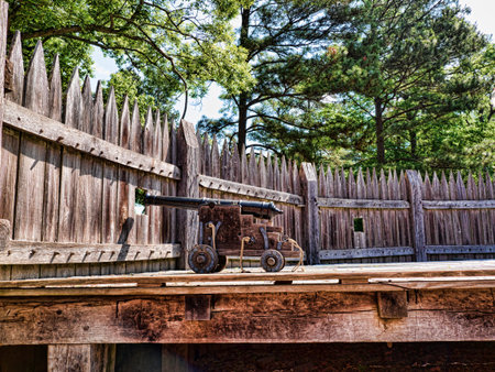 Historic Jamestown on the James River where the earliest European settlers established their first colony in Virginia USAのeditorial素材