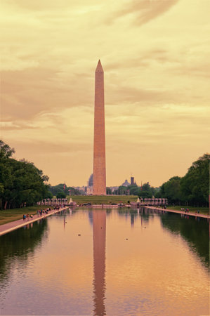 The obelisk at the Lincoln Memorial in Washington DC USAのeditorial素材