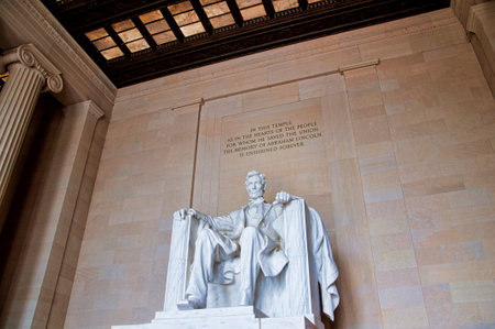 Lincoln Memorial with its Enormous Statue of Abraham Lincoln in Washington DC USAのeditorial素材