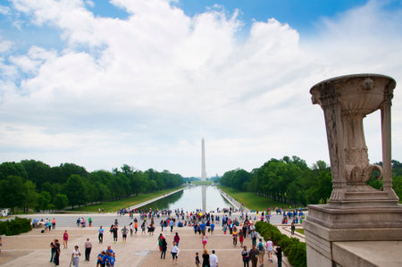 View from the Lincoln Memorial with its Enormous Statue of Abraham Lincoln in Washington DC USAのeditorial素材