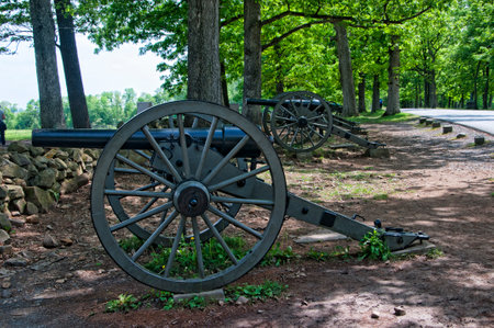 The Battlefield in Gettysburg Pennsylvania which is dotted to many memorials to the fallen and to commemorate the individuals involvedのeditorial素材