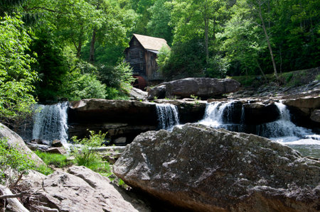 Glade Creek Grist Mill in Babcock State Park West Virginia USAのeditorial素材