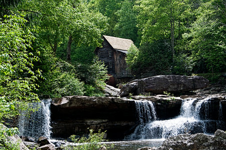 Glade Creek Grist Mill in Babcock State Park West Virginia USAのeditorial素材