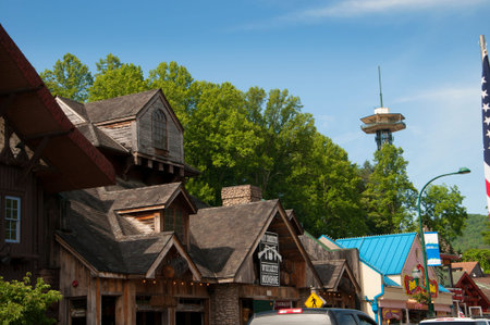 Attraction on Main Street in Gatlinburg a holiday resort in Tennessee USAのeditorial素材