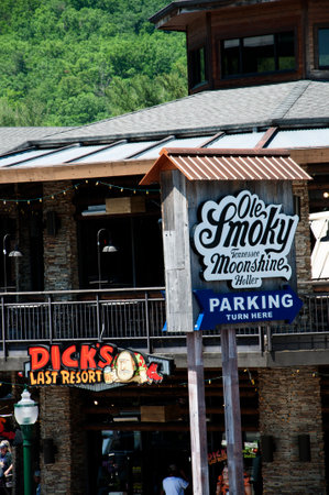 Attraction on Main Street in Gatlinburg a holiday resort in Tennessee USAのeditorial素材