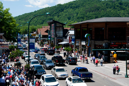 Attraction on Main Street in Gatlinburg a holiday resort in Tennessee USAのeditorial素材