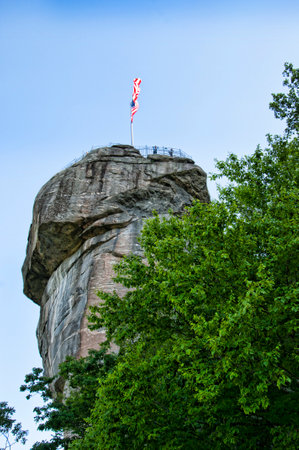 Chimney Rock State Park in Asheville North Carolina USA overlooking Hickory Nut Gorgeのeditorial素材