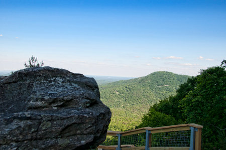 Chimney Rock State Park in Asheville North Carolina USA overlooking Hickory Nut Gorgeのeditorial素材