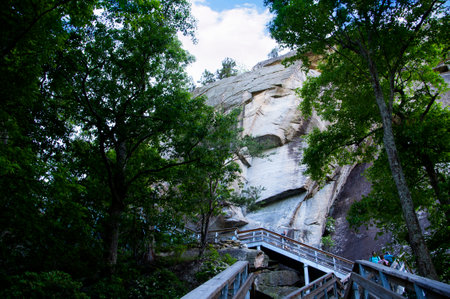 Chimney Rock State Park in Asheville North Carolina USA overlooking Hickory Nut Gorgeのeditorial素材