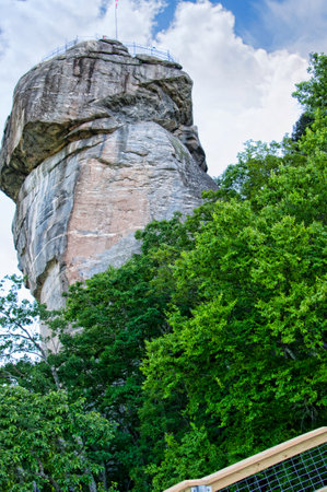 Chimney Rock State Park in Asheville North Carolina USA overlooking Hickory Nut Gorgeのeditorial素材