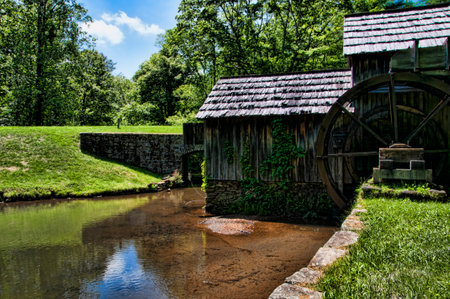 Mabry Mill was a grist mill  grinding grain into flour on the Blue Ridge Parkway in Virginia and it is one of the most photographed places in Americaのeditorial素材