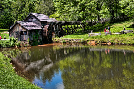 Mabry Mill was a grist mill  grinding grain into flour on the Blue Ridge Parkway in Virginia and it is one of the most photographed places in Americaのeditorial素材