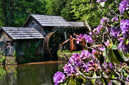 Mabry Mill was a grist mill  grinding grain into flour on the Blue Ridge Parkway in Virginia and it is one of the most photographed places in Americaのeditorial素材