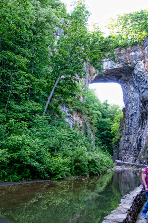 The Natural Bridge in Rockbridge County, Virginia, once owned by Thomas Jefferson, is a geological formation in which Cedar Creek  has carved out a gorgeのeditorial素材