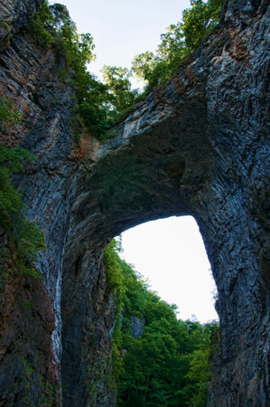 The Natural Bridge in Rockbridge County, Virginia, once owned by Thomas Jefferson, is a geological formation in which Cedar Creek  has carved out a gorgeのeditorial素材