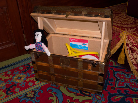 Childrens Toy Chest in Room in Bodelwyddan Castle in Walesのeditorial素材