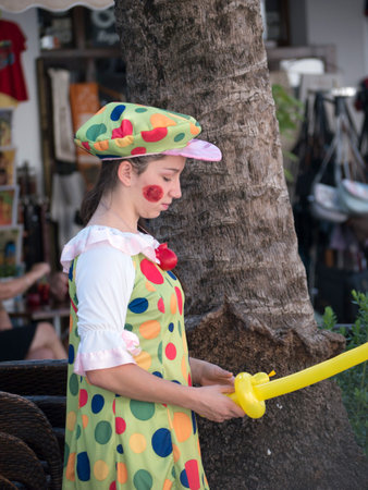 Clown in the town square in Mijas. Mijas is one of the most beautiful 'white' villages of the Southern Spain area called Andaluciaのeditorial素材