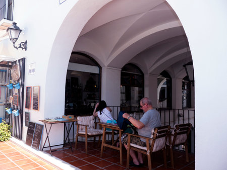 Caf in Mijas one of the most beautiful 'white' villages of the Southern Spain area called Andaluciaのeditorial素材