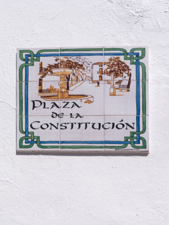 Street sign in Mijas one of the most beautiful 'white' villages of Andalucia. It is in the Alpujarra...