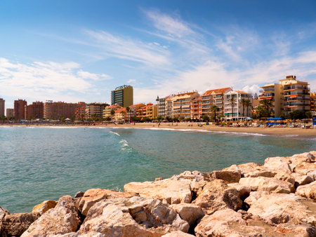 Beach and  the promenade in Fuengirola on the Costa Del Sol Spainのeditorial素材