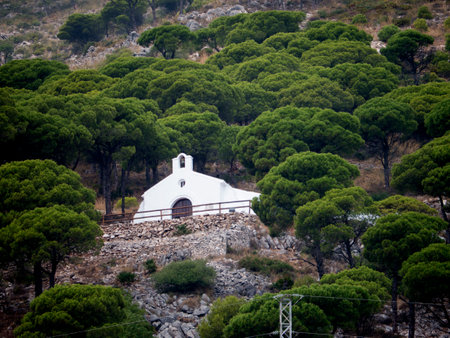 Hermitage in Mijas one of the most beautiful 'white' villages of the Southern Spain area called Andalucia. It is in the Alpujarra mountains above the coastのeditorial素材