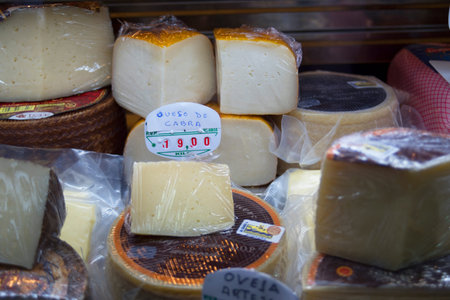 Cheese in the MunicipalMarket of Marbella on the Costa del Sol Spainのeditorial素材