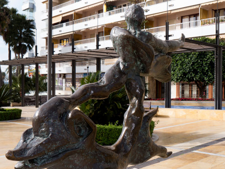 Street of Million Pound Surrealist Statues by Salvadore Dali in the Stylist Town of Marbella on the Costa del Sol Spainのeditorial素材