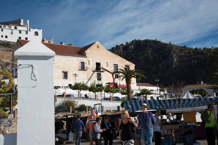 Market in Frigiliana one of the most beautiful white villages of the Southern Spain area of Andalucia in the Alpujarra mountains.のeditorial素材