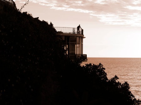 Sunrise over the Spanish resort of Nerja on the Costa del Solの写真素材