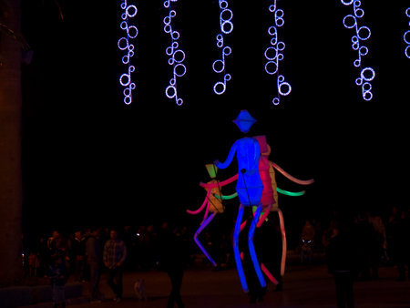 Huge Light Puppets on the Balcon de Europa in Nerja Spainのeditorial素材