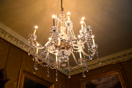 Crystal Chandelier in Temple Newsam House in Leeds Yorkshireのeditorial素材