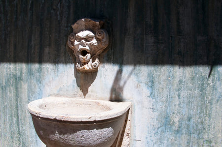 Water Fountain at So Jorge Castle a Moorish castle occupying a commanding hilltop overlooking the historic centre of the Portuguese city of Lisbon and Tagus River.のeditorial素材