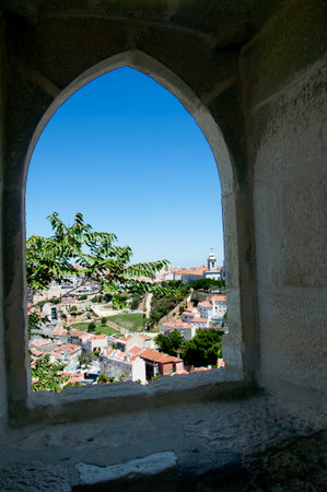 Sao Jorge Castle is a Moorish castle occupying a commanding hilltop overlooking the historic centre of the Portuguese city of Lisbon and Tagus River.のeditorial素材