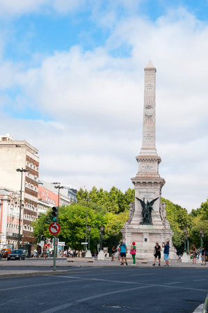 War memorial column on the Avenida de Liberdade in Lisbon the Capital city of Portugalのeditorial素材