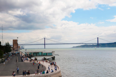 Waterfront and Marina at Belem on the River Tagus in Lisbon the capital city of Portugalのeditorial素材