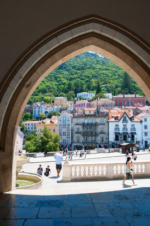 The Sintra National Palace Portuguese: Palcio Nacional de Sintra, also called Town Palace is located in the town of Sintra, in the Lisbon District of Portugal.のeditorial素材