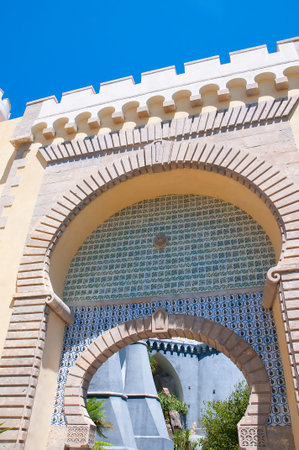 Palacio da Pena in Sintra is a wild fantasy of domes,towers,crennelations and ramparts approached from a drawbridge that does not draw. This fantastical place was built in 1840のeditorial素材