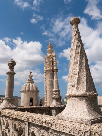 The Belem Tower, one of the most famous and visited landmarks in Portugal. Its construction was started in 1515 and completed in 1519.のeditorial素材